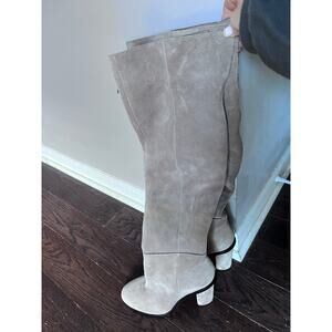 Gianni Bini Barrine Suede Wide Calf Over-the-Knee Block Heel Boots size 8